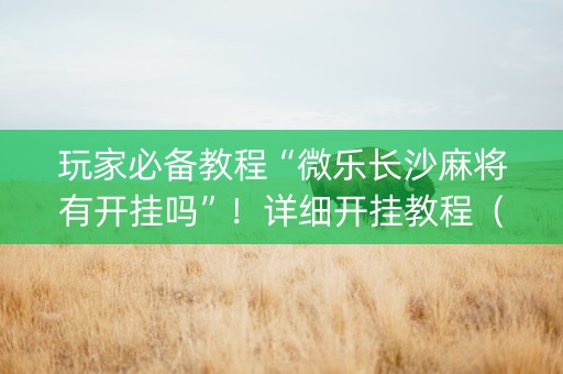 玩家必备教程“微乐长沙麻将有开挂吗”！详细开挂教程（确实真的有挂)-知乎