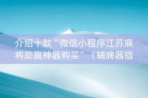 介绍十款“微信小程序江苏麻将助赢神器购买”（辅牌器插件购买)