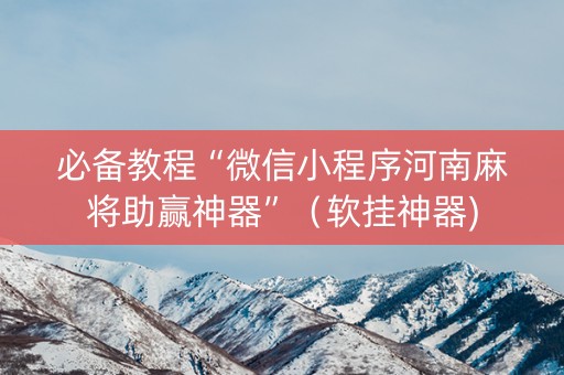 必备教程“微信小程序河南麻将助赢神器”（软挂神器)