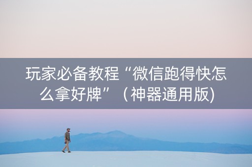 玩家必备教程“微信跑得快怎么拿好牌”（神器通用版)