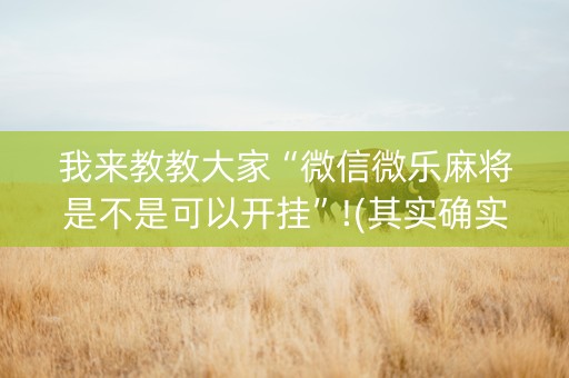 我来教教大家“微信微乐麻将是不是可以开挂”!(其实确实有挂)-知乎