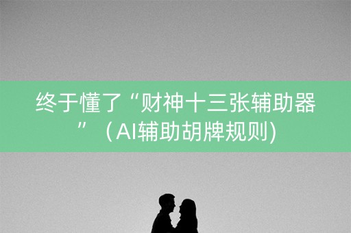 终于懂了“财神十三张辅助器”（AI辅助胡牌规则)
