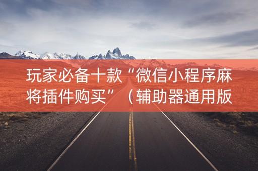 玩家必备十款“微信小程序麻将插件购买”（辅助器通用版)