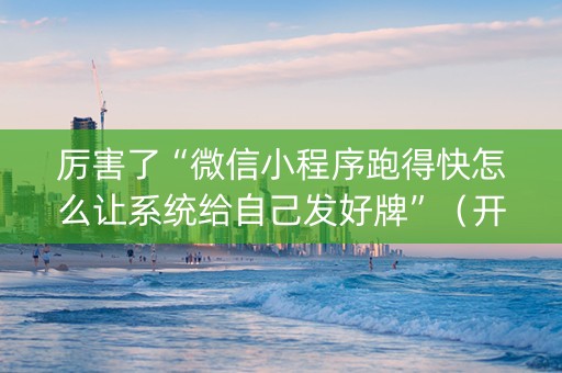 厉害了“微信小程序跑得快怎么让系统给自己发好牌”（开挂辅助器脚本)
