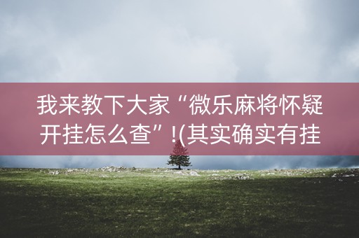 我来教下大家“微乐麻将怀疑开挂怎么查”!(其实确实有挂)-知乎