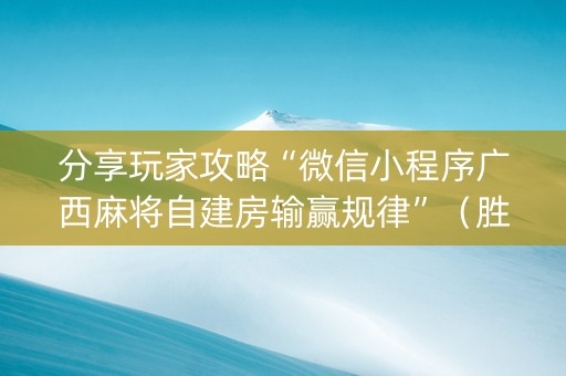 分享玩家攻略“微信小程序广西麻将自建房输赢规律”（胜负规律拿好牌)