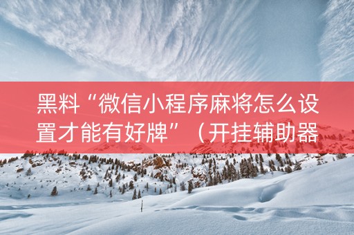 黑料“微信小程序麻将怎么设置才能有好牌”（开挂辅助器插件)