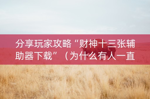 分享玩家攻略“财神十三张辅助器下载”（为什么有人一直赢)