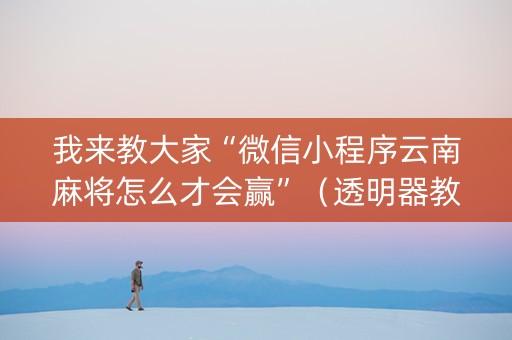 我来教大家“微信小程序云南麻将怎么才会赢”（透明器教程)