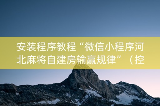 安装程序教程“微信小程序河北麻将自建房输赢规律”（控牌器)