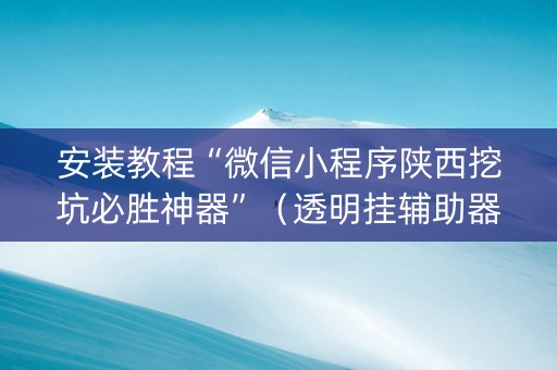 安装教程“微信小程序陕西挖坑必胜神器”（透明挂辅助器)