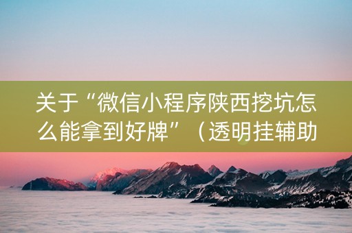 关于“微信小程序陕西挖坑怎么能拿到好牌”（透明挂辅助器)