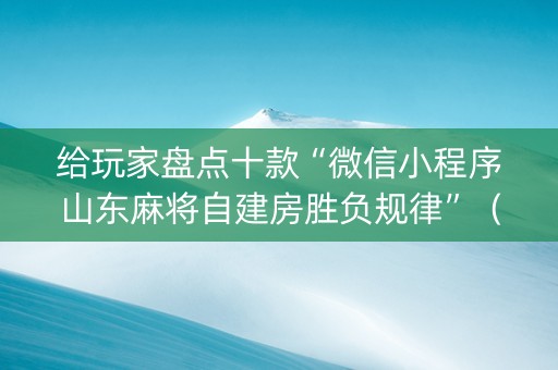 给玩家盘点十款“微信小程序山东麻将自建房胜负规律”（自建房怎么拿好牌)