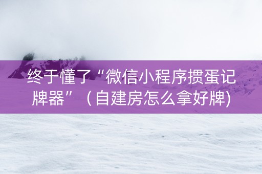 终于懂了“微信小程序掼蛋记牌器”（自建房怎么拿好牌)