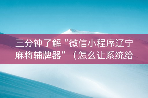 三分钟了解“微信小程序辽宁麻将辅牌器”（怎么让系统给自己好牌)