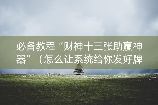 必备教程“财神十三张助赢神器”（怎么让系统给你发好牌)