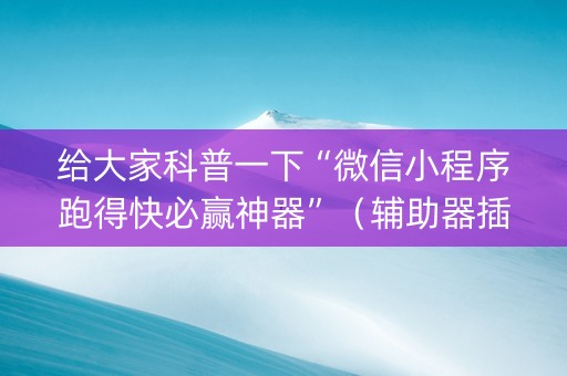 给大家科普一下“微信小程序跑得快必赢神器”（辅助器插件)