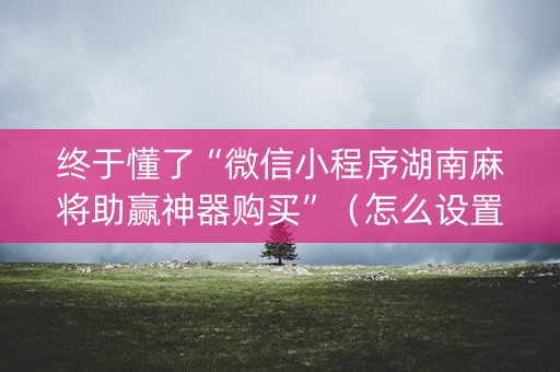 终于懂了“微信小程序湖南麻将助赢神器购买”（怎么设置才能赢)