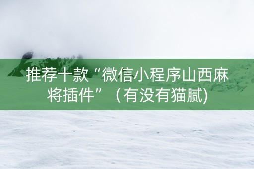 推荐十款“微信小程序山西麻将插件”（有没有猫腻)