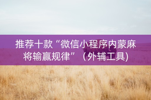 推荐十款“微信小程序内蒙麻将输赢规律”（外辅工具)