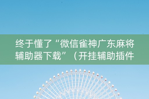 终于懂了“微信雀神广东麻将辅助器下载”（开挂辅助插件)