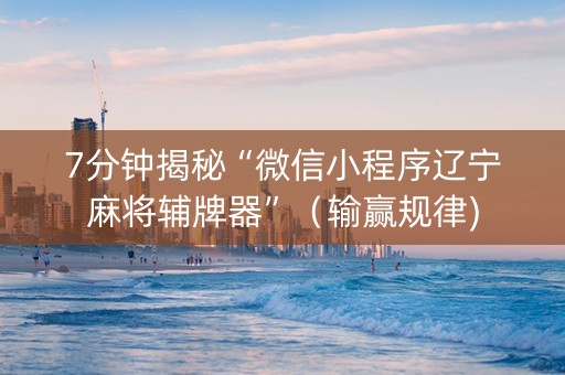 7分钟揭秘“微信小程序辽宁麻将辅牌器”（输赢规律)