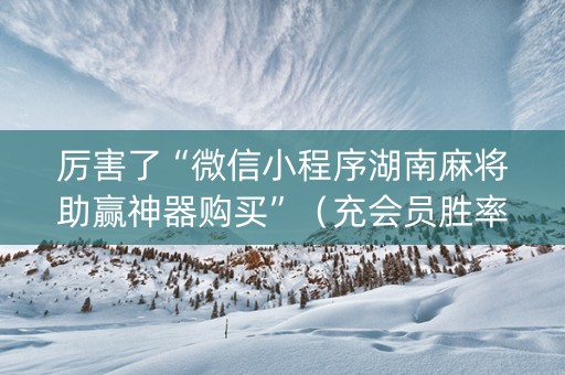 厉害了“微信小程序湖南麻将助赢神器购买”（充会员胜率高)