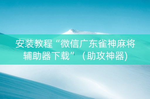 安装教程“微信广东雀神麻将辅助器下载”（助攻神器)