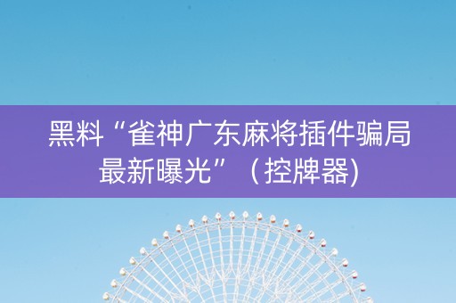 黑料“雀神广东麻将插件骗局最新曝光”（控牌器)