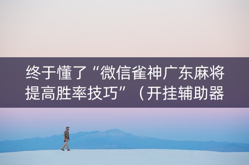终于懂了“微信雀神广东麻将提高胜率技巧”（开挂辅助器脚本)