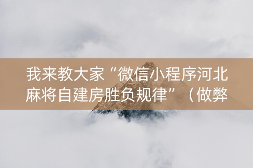 我来教大家“微信小程序河北麻将自建房胜负规律”（做弊器软件下载)