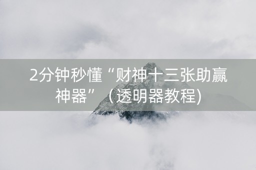 2分钟秒懂“财神十三张助赢神器”（透明器教程)