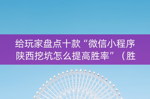 给玩家盘点十款“微信小程序陕西挖坑怎么提高胜率”（胜率到哪调)