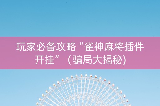 玩家必备攻略“雀神麻将插件开挂”（骗局大揭秘)