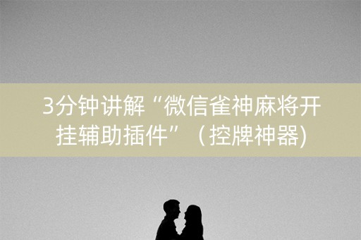 3分钟讲解“微信雀神麻将开挂辅助插件”（控牌神器)