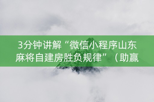3分钟讲解“微信小程序山东麻将自建房胜负规律”（助赢神器)