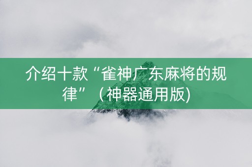 介绍十款“雀神广东麻将的规律”（神器通用版)