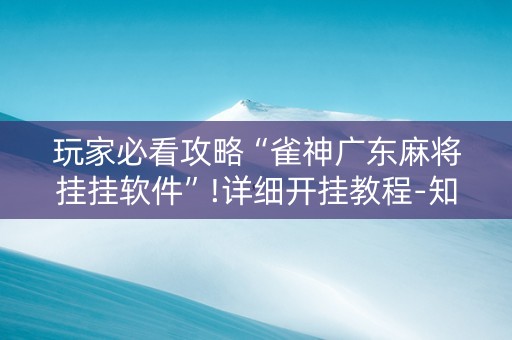 玩家必看攻略“雀神广东麻将挂挂软件”!详细开挂教程-知乎