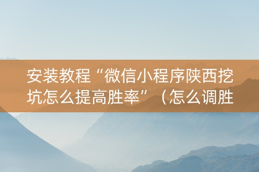 安装教程“微信小程序陕西挖坑怎么提高胜率”（怎么调胜率)