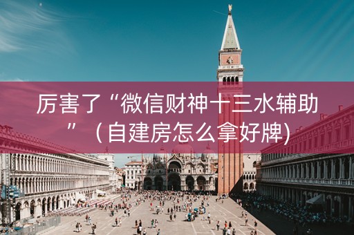 厉害了“微信财神十三水辅助”（自建房怎么拿好牌)