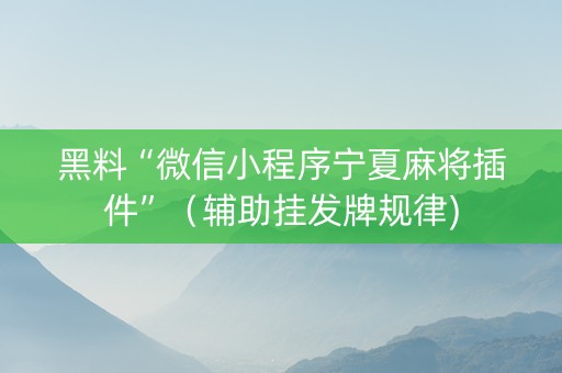 黑料“微信小程序宁夏麻将插件”（辅助挂发牌规律)