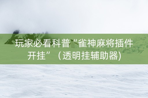玩家必看科普“雀神麻将插件开挂”（透明挂辅助器)