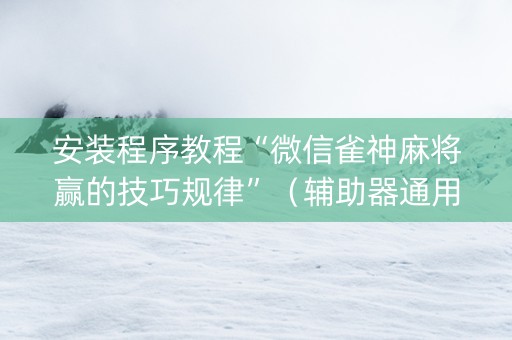 安装程序教程“微信雀神麻将赢的技巧规律”（辅助器通用版)
