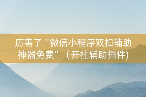 厉害了“微信小程序双扣辅助神器免费”（开挂辅助插件)