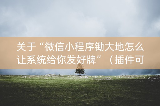 关于“微信小程序锄大地怎么让系统给你发好牌”（插件可信吗)