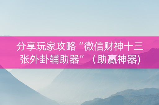 分享玩家攻略“微信财神十三张外卦辅助器”（助赢神器)