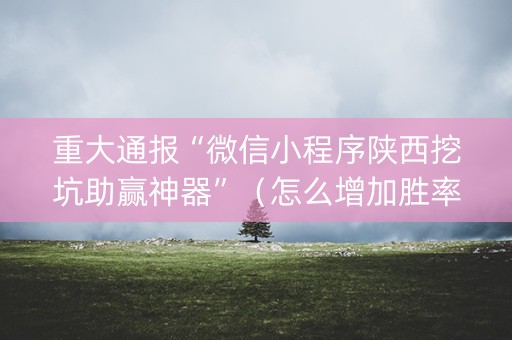 重大通报“微信小程序陕西挖坑助赢神器”（怎么增加胜率)