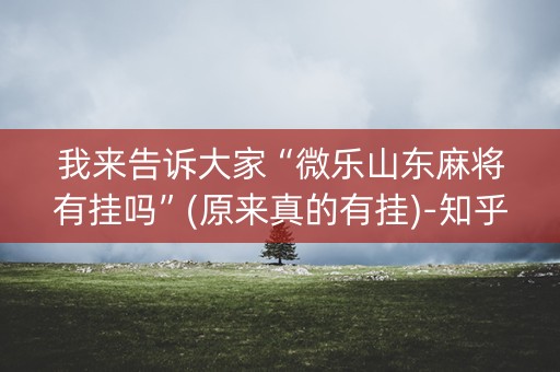 我来告诉大家“微乐山东麻将有挂吗”(原来真的有挂)-知乎