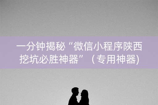 一分钟揭秘“微信小程序陕西挖坑必胜神器”（专用神器)