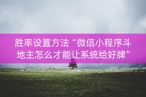 胜率设置方法“微信小程序斗地主怎么才能让系统给好牌”（怎么能让牌好一点)